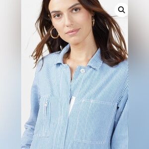 Outerknown Blue and White Striped Shirt